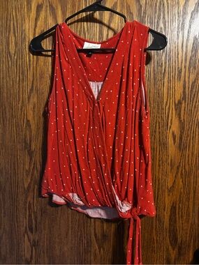 Universal Thread Red Polka Dot Tie-Front Tank
